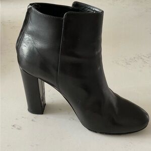 J. Crew Black Bootie Back Zipper 3-1/2 inch Block Heel, Size 6.5